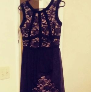 Black Lace Prom Dress, High-Low